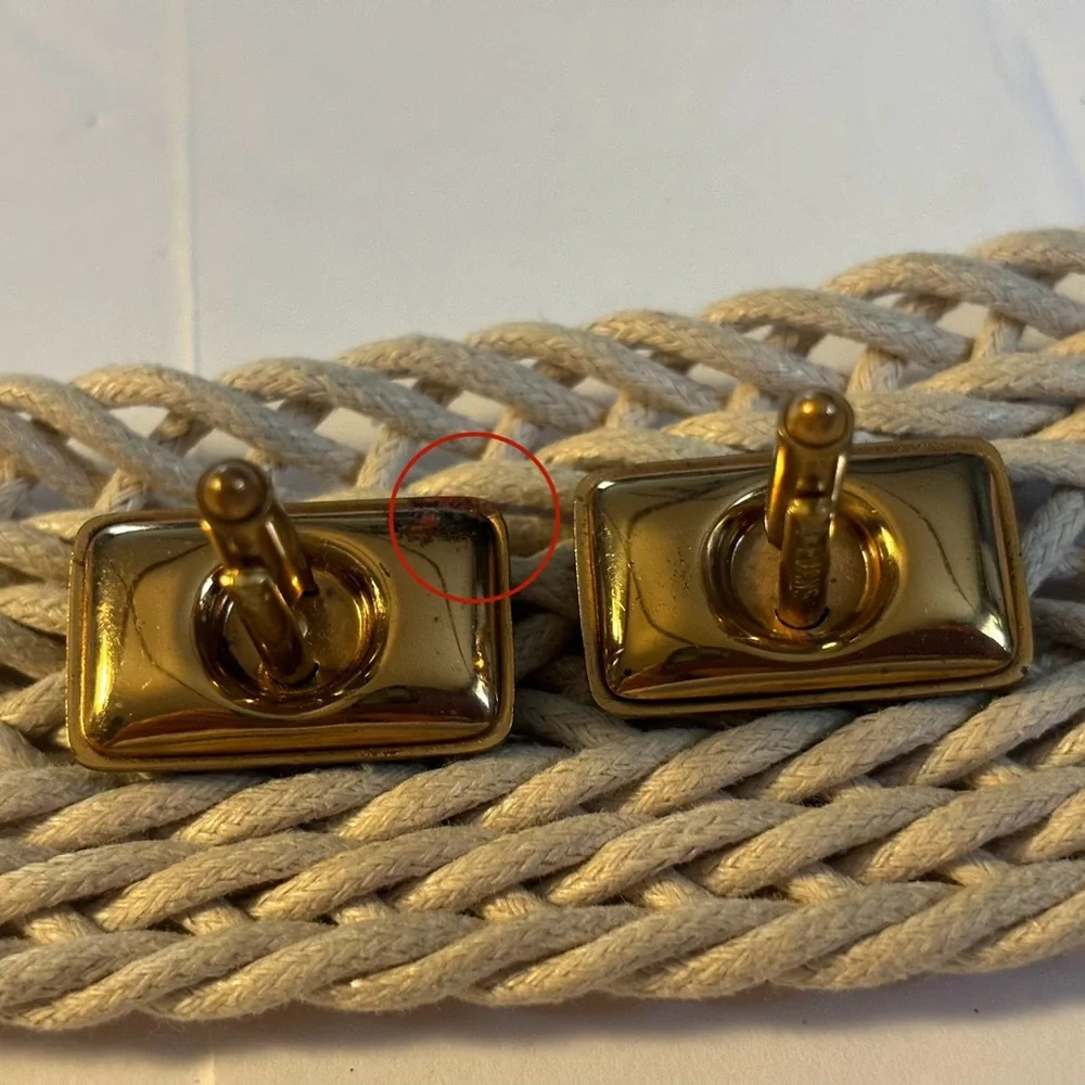 VTG HUGE cufflinks knight Enamel Roman Centurion silhouette 14 kt Evan Eames Era